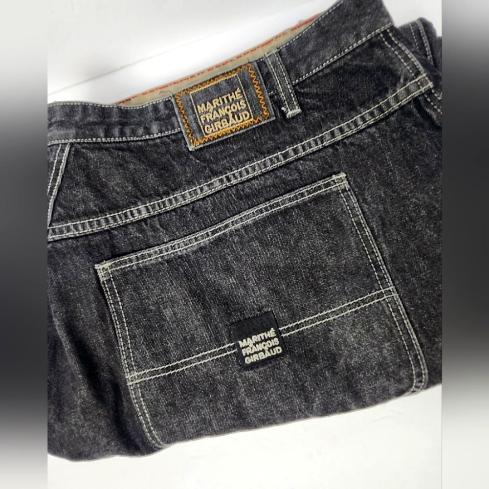 Vintage Marithe Francois Girbaud Black Wash Straight Leg Denim Jeans Size 54
